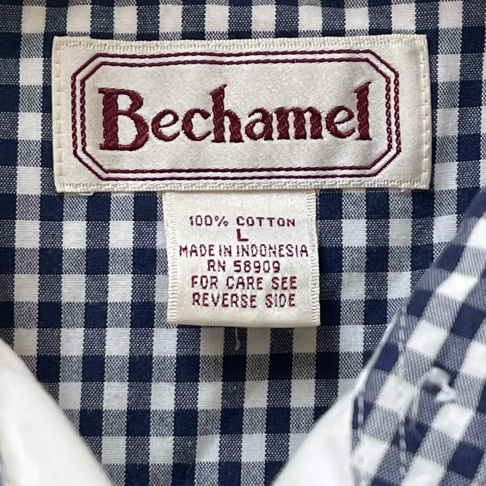 Vintage Bechamel Mujer Talla L Retazos Rayas Cuadros Guinga Algodón Abotonado Foto 4 de 4