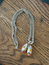 Vintage Miniature Child Native American Beaded Moccasins necklace Souvenir