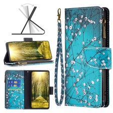 For Various Phone Girls Flower Zipper Wallet Case Stand 9 Card Bag Cover Holder