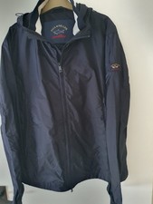Image of Paul & Shark Men's Navy Yachting Hooded Nylon Zip Windbreaker Jacket L