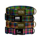 ersonalized Dog Collar Leash Set Plaid Checkered Tartan Name (OG-204)