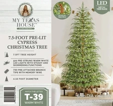 My Texas House 7.5ft Cypress Pre-Lit LED Christmas Tree 500 Twinkle Lights 🎄🎅
