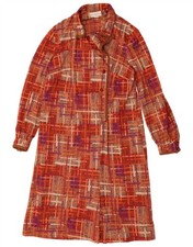 VINTAGE Womens Long Sleeve Maxi Dress UK 22 3XL Red Geometric Polyester BD20