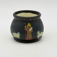 Vtg Lang Porcelain Votive Candle Holder Nativity Shepherd & Sheep Susan Winget
