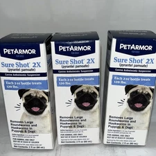 PetArmor Sure Shot 2X Liquid Dog De-Wormer EXPIRATION DATE 09/2027 Three Pack
