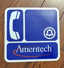 Vintage AMERITECH Bell Blue PAY PHONE Decal Sticker 7" X 7"
