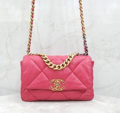 CHANEL Hot Pink 19 Flap Bag Medium 19er AS1160 150746980