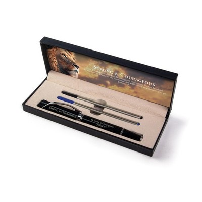 Deluxe Scripture Pens - Strong & Courageous, Triangle Barrel Ballpoint Pen Wi...