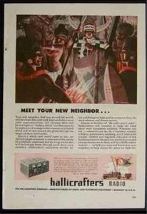 1944 Hallicrafters Ad " New Neighbor" Darkest Africa