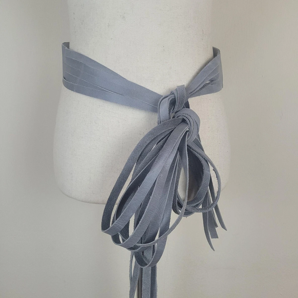 ADA Collection Leather Belt Gray Suede Textured Wide Waist Tie OS Boho Western Gray Suede Belts for Women for sale | eBay main image 4