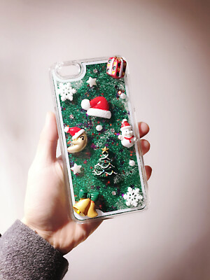 Handmade glittering liquid-filled iPhone cases Christmas sparkling cases