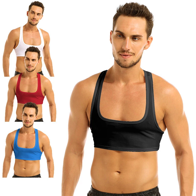 Men's Sport Bra Training Half Tank Top Short T-Shirt Vest Lingerie  Underwear