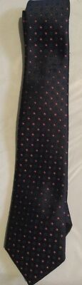 Wembley Leatherback Satins Men s neck tie 56 Navy Blue W/tiny Red Dots