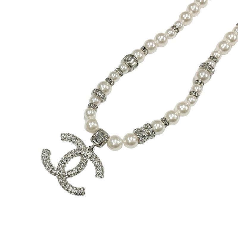 CHANEL Authentic Necklace Pendant Choker Silver Coco CHANEL Authentic Necklace Pendant Choker Silver Coco