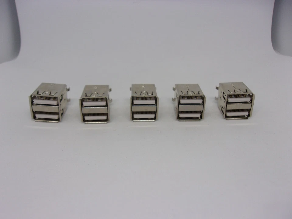 5x Double Dual Standard USB 2.0 Type A 4 Pins Jack Port Connector Socket 180 Deg - Image 2 of 4