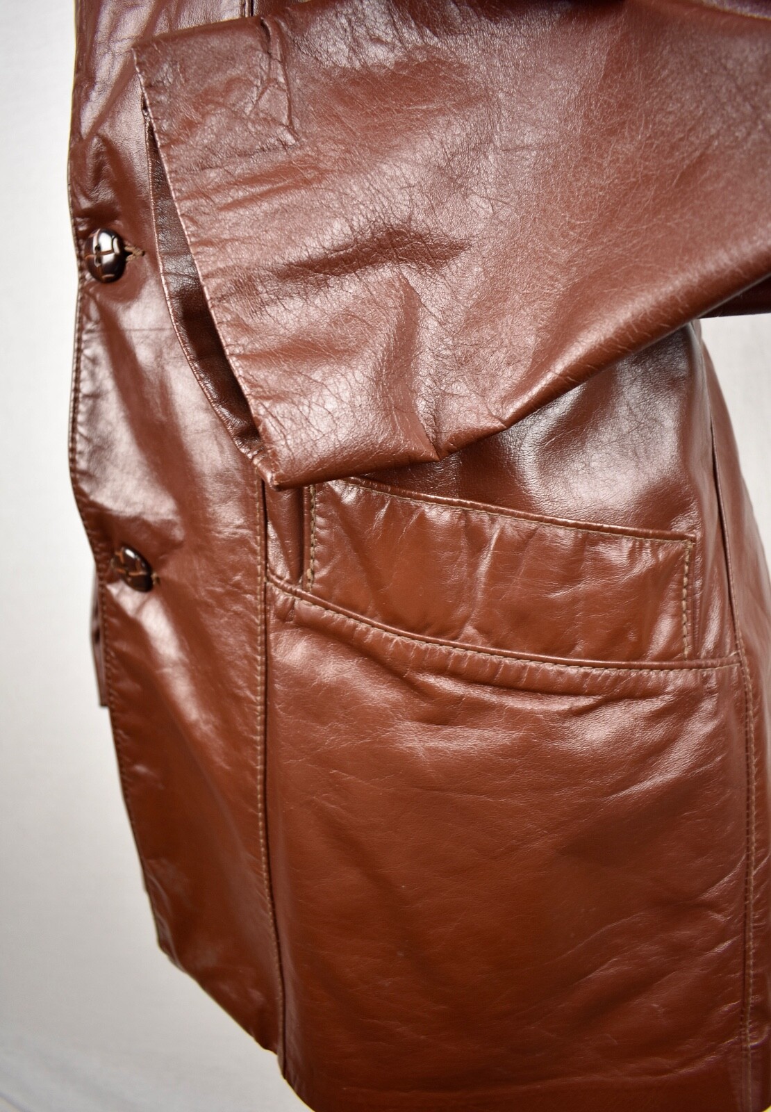 Ralph Edwards Solid Brown Leather Three Button Ba… - image 4