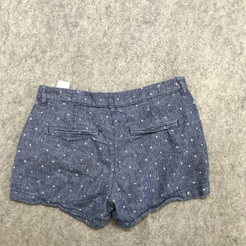 Shorts feminino Old Navy tamanho 2 todos os dias mistura de linho algodão bolinhas azul denim - Imagem 2 de 4