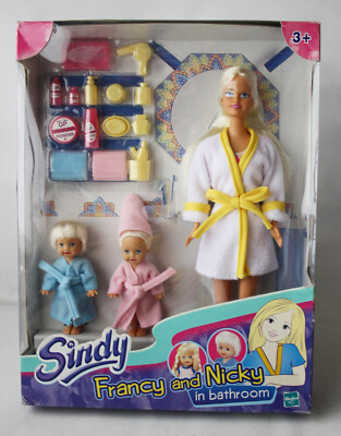 RARE VINTAGE 90'S SINDY FRANCY & NICKY IN BATHROOM DOLL SET HASBRO NEW SEALED !