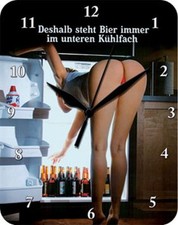 Deshalb steht Bier immer im unteren K&uuml;hlfach - Blechuhr Wanduhr Uhr Clock 87
