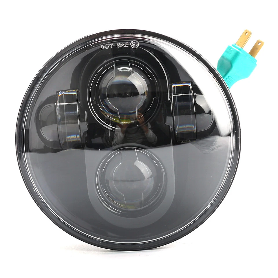 Lâmpada de cabeça projetor farol de motocicleta LED 5,75" preta para Harley - Imagem 3 de 4