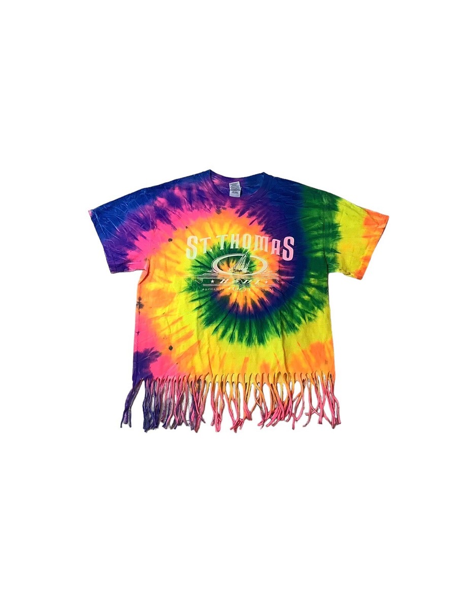 St .Thomas T Shirt Tie Dye Fringe Bottom Womens Size Medium St .Thomas T Shirt Tie Dye Fringe Bottom Womens Size Medium