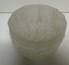 VINTAGE PRESSED GLASS LIDDED BOWL TRINKET DISH AUSTRALIAN PARROT BUGERIGARS GUM