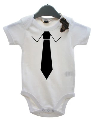 FUNKYTOTZ Gefälschte Krawatte Baby mitwachsend lustiges Geburtstagsgeschenk Spielanzug Neugeborenes Unisex Geschenk