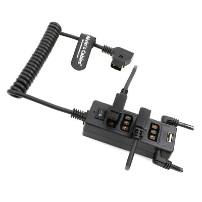 D tap Splitter Power Cable with Switch Male to 4 D Tap Female 2 DC USB for ARRI