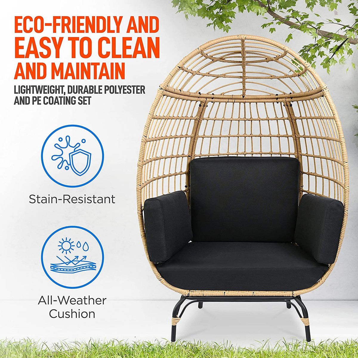 Weather Wicker Wellow Baytree Egg Swivel Chair Swivel Chair