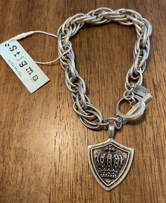 Stigma Silver 9  Rope Chain Bracelet Crown Charm ~ Cute!
