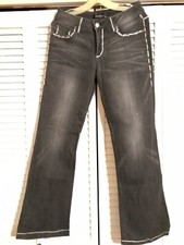 Cache' Gray Whip-stitching Distressed Light Wash Pocket Pants Jeans Size 6