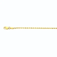 10k Yellow Gold 2mm Solid D/cut Rope Chain Bracelet Size 7"-9"