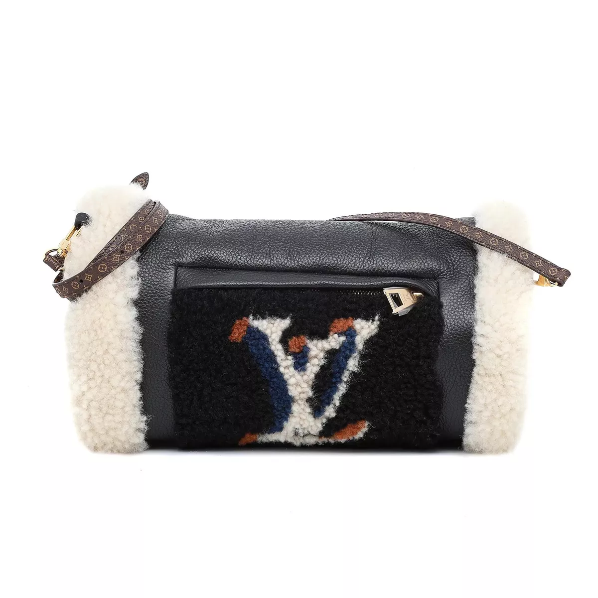 Louis Vuitton Teddy Muffle Calfskin Monogram Black Handwarmer Shoulder Bag