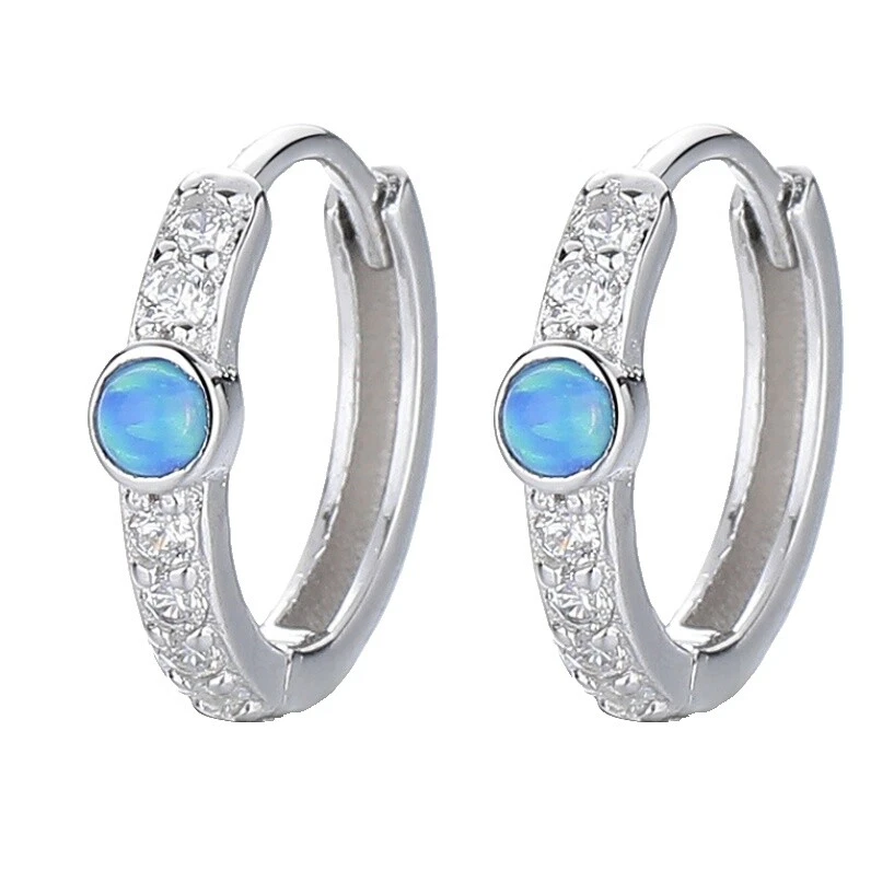 Opal Silver Plated Hoop Fashion Earrings