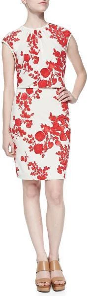 Abito Tory Burch Red Pepper IIssy Boquets stampa Lydie S L $375 nuovo con etichette M