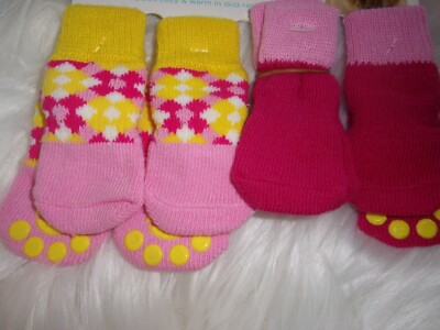 2 sets Non-SKID SOCKS Dog puppy S new washable paws Blue Pink You & Me small