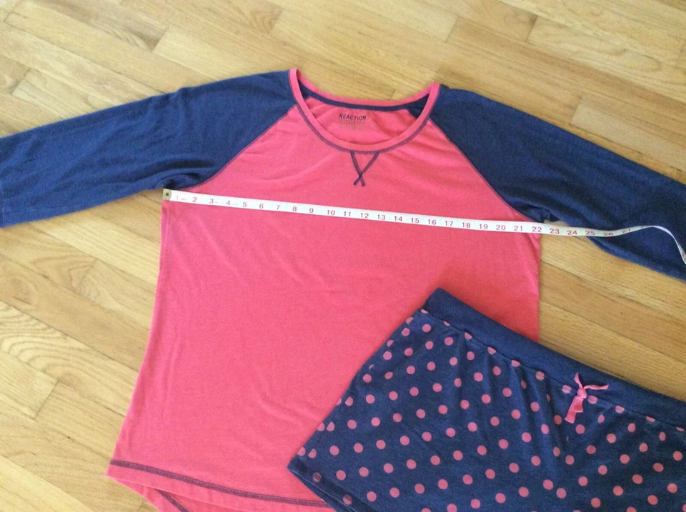 Kenneth Cole Reaction XL Conjunto Pijama Pantalones Cortos Manga 3/4 Top Brezo Azul Marino Rosa Foto 4 de 4