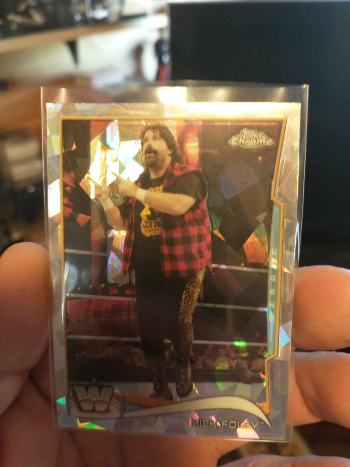 2014 Topps Chrome WWE Atomic Refractor Mick Foley