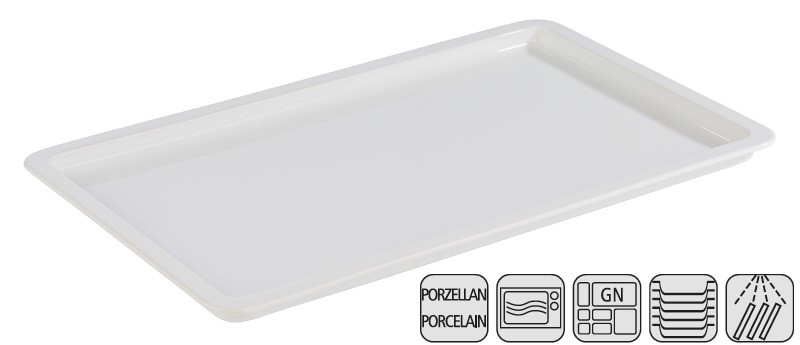GN Tablett aus Porzellan, Mikrowellen geeignet, Größe wählbar