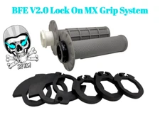 BFE V2.0 7/8" Lock-On MX Dual Sport Motorcycle Handlebar Grips GREY Grip System