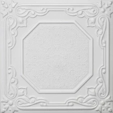DIY Glue Up White Decorative Ceiling Tiles R32A White Satin Behr paint 104 Pcs.