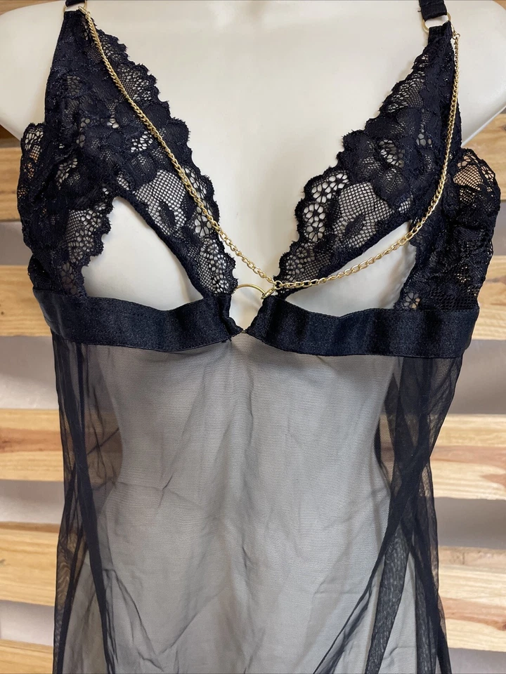 NWT Dreamgirls Black Lace Lingerie Teddy Woman's Size Queen BDSM KG JD - Image 4 of 4