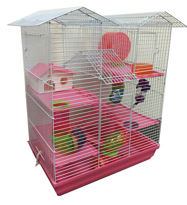 Pink 5-Floor Large Twin Towers Hamster Habitat Home Cage Gerbil Mouse Mice Rats