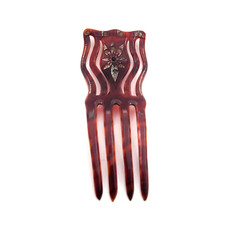 VICTORIAN HAIR COMB RHINESTONES LARGE EDWARDIAN CELLULOID HAIR FORK 1900'S