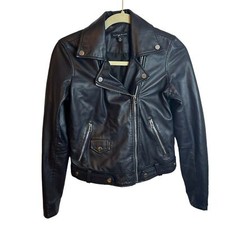 Slate & Willow Leather Moto Jacket Womens Size Xs