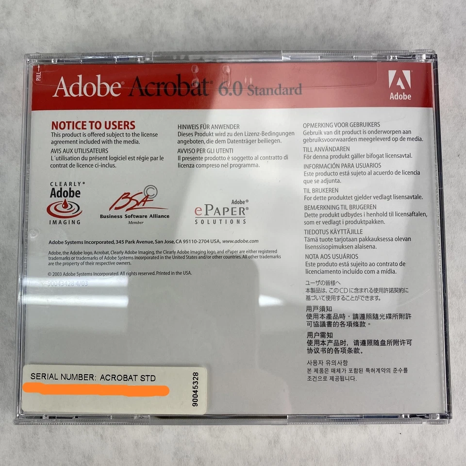 Adobe Acrobat 6.0 Standard 90046061 Windows CD w/ OEM Serial Number - Image 3 of 4