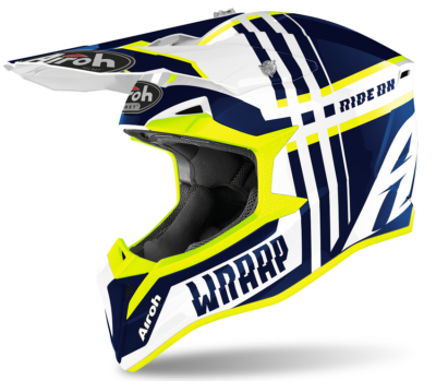 Motorcycle Helmet Cross Airoh Wraap Broken Blue Size L Helmet 