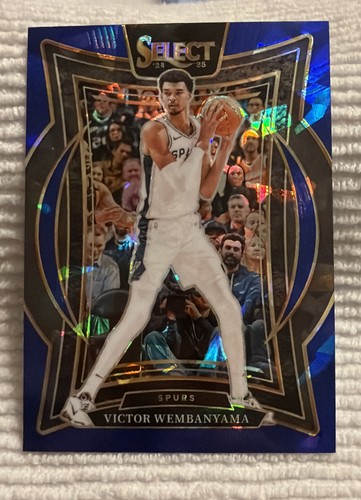 2024-25 Panini Select - Concourse Victor Wembanyama #9 Blue Cracked Ice Prizm
