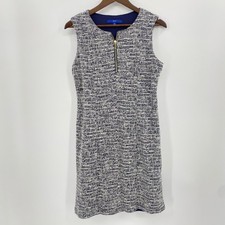 Apt 9 Tweed Dress Womens Medium Blue White Gold Career Office Academia Preppy