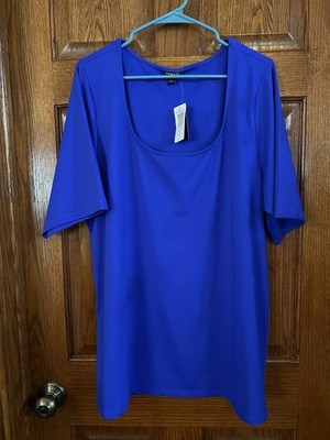 Torrid 4 Electric Blue Sculpting Knit Scoop Neck Elbow Sleeve Pullover NWT